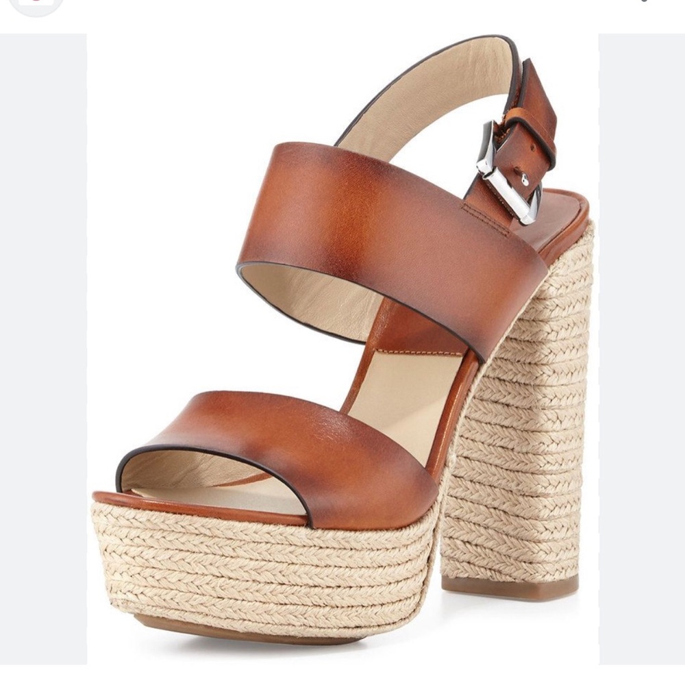 MICHEAL KORS COLLECTION LEATHER ESPADRILLE PLATFORM size 7